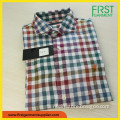 Men's summer long sleeve colorful check linen shirt for men